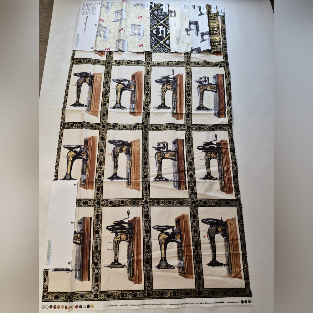 Robert Kaufman Singer Sewing Machine Fabric Sample – Rare Block Panel